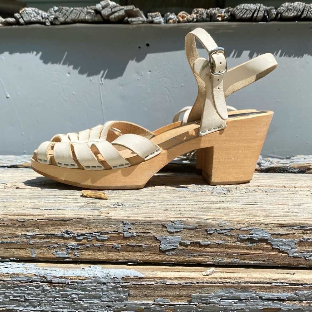 Swedish Hasbeen white high heel clog size 39 8.5 9 - Picture 6 of 9